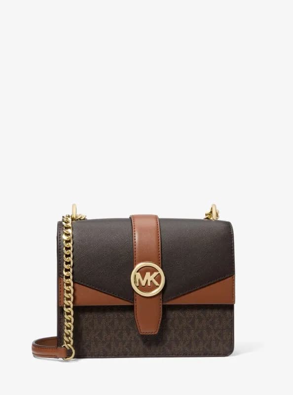 Greenwich Small Color-Block Signature Logo Crossbody Bag